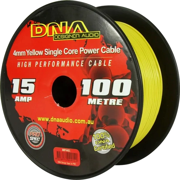 DNA Audio AWP4401 4mm Single Core Power Cable Yellow - 100 Metres