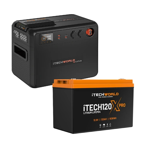 iTechworld Premium GoFurther Dual Battery System With iTECHDCDC40 Battery Charger and iTECH120X PRO Lithium Battery with Bluetooth