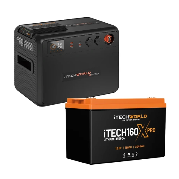 iTechworld Premium GoFurther Dual Battery System with iTECHDCDC40 Battery Charger and iTECH160X PRO Lithium Battery with Bluetooth