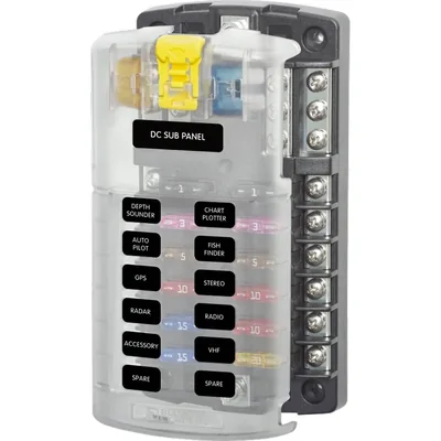 Enerdrive ST Blade Fuse Block 12 Circuit & Neg Bar BS-5026B