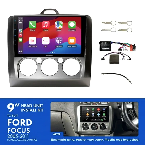Pioneer DMH-AP6650BT 9" Trapezoid Head Unit Wireless CarPlay Android Auto + AKFO5 Install Kit Fits Ford focus 2005-2011