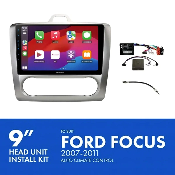 Pioneer DMH-AP6650BT 9" Trapezoid Head Unit Wireless CarPlay Android Auto + AKFO8 Install Kit Fits Ford focus 2007-2011