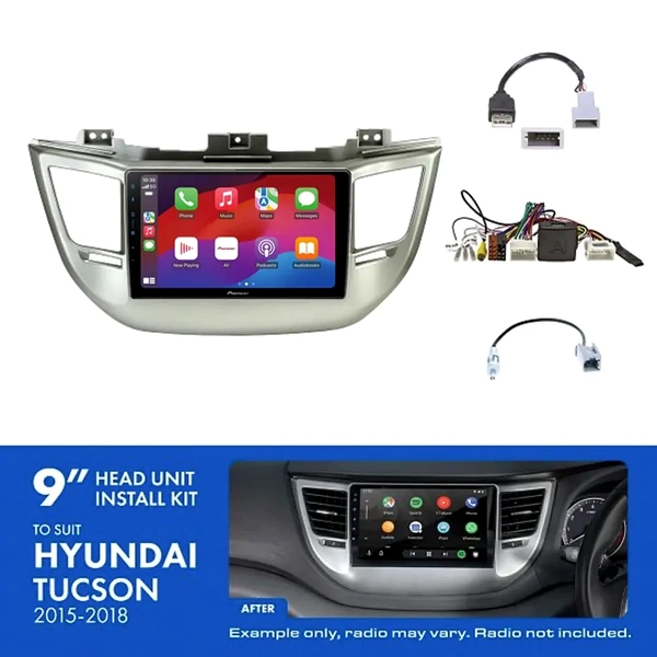 Pioneer DMH-AP6650BT 9" Trapezoid Head Unit Wireless CarPlay Android Auto + AKHY11 Install Kit Fits Hyundai tucson 2015-2018