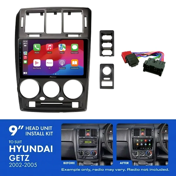 Pioneer DMH-AP6650BT 9" Trapezoid Head Unit Wireless CarPlay Android Auto + AKHY15 Install Kit Fits Hyundai getz 2002-2005