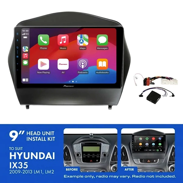 Pioneer DMH-AP6650BT 9" Trapezoid Head Unit Wireless CarPlay Android Auto + AKHY17 Install Kit Fits Hyundai ix35 2009-2013