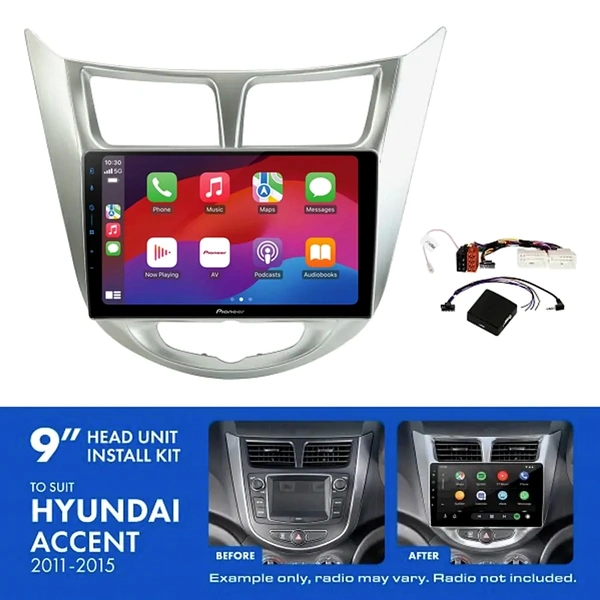 Pioneer DMH-AP6650BT 9" Trapezoid Head Unit Wireless CarPlay Android Auto + AKHY22 Install Kit Fits Hyundai accent 2011-2015