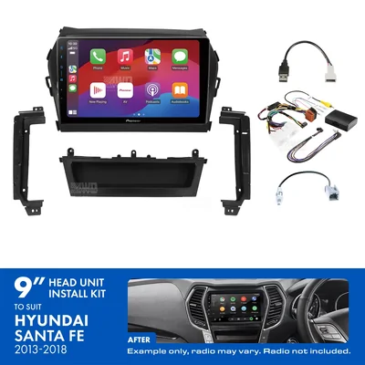 Pioneer DMH-AP6650BT 9" Trapezoid Head Unit Wireless CarPlay Android Auto + AKHY25 9 Inch install kit to suit Hyundai santa fe 2013-2018