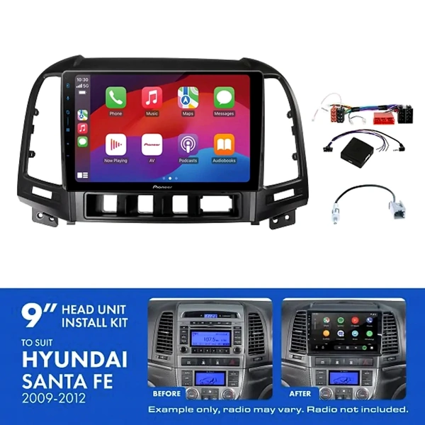 Pioneer DMH-AP6650BT 9" Trapezoid Head Unit Wireless CarPlay Android Auto + AKHY5 Install Kit Fits Hyundai santa fe 2009-2012