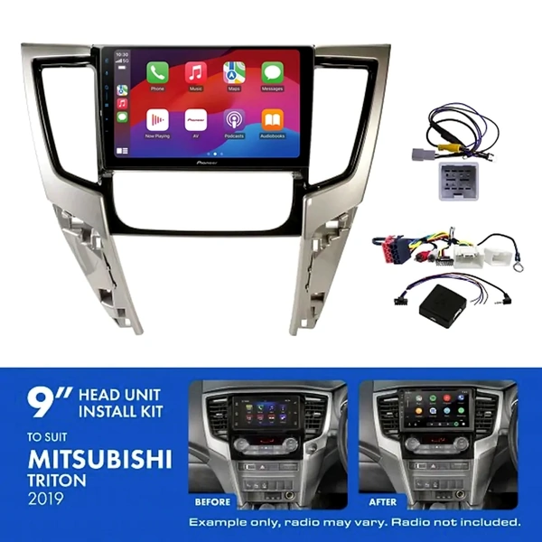 Pioneer DMH-AP6650BT 9" Trapezoid Head Unit Wireless CarPlay Android Auto + AKMB27 Install Kit Fits Mitsubishi triton 2019-
