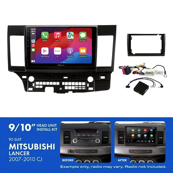 Pioneer DMH-AP6650BT 9" Trapezoid Head Unit Wireless CarPlay Android Auto + AKMB4 Install Kit Fits Mitsubishi lancer 2007-2010