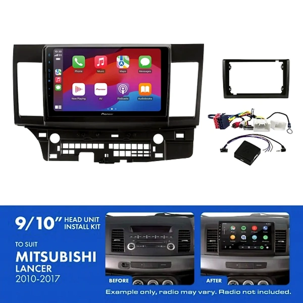 Pioneer DMH-AP6650BT 9" Trapezoid Head Unit Wireless CarPlay Android Auto + AKMB5 Install Kit Fits Mitsubishi lancer 2010-2017