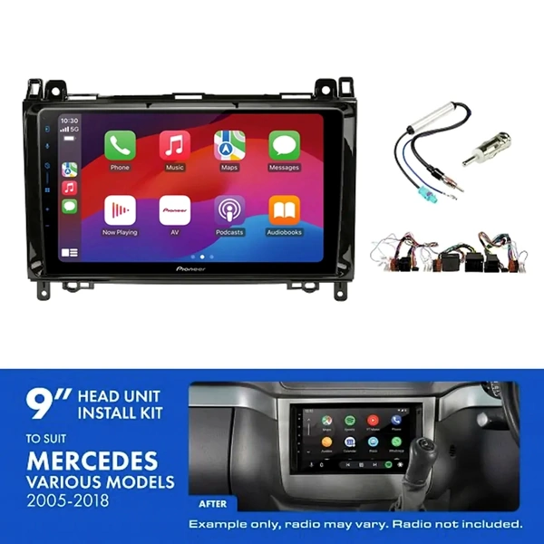 Pioneer DMH-AP6650BT 9" Trapezoid Head Unit Wireless CarPlay Android Auto + AKMC2 Install Kit Fits mercedes Volkswagen various 2005-2018