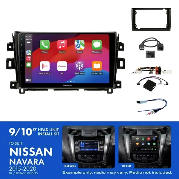 Pioneer DMH-AP6650BT 9" Trapezoid Head Unit Wireless CarPlay Android Auto + AKNI12 Install Kit Fits Nissan navara 2015-2020