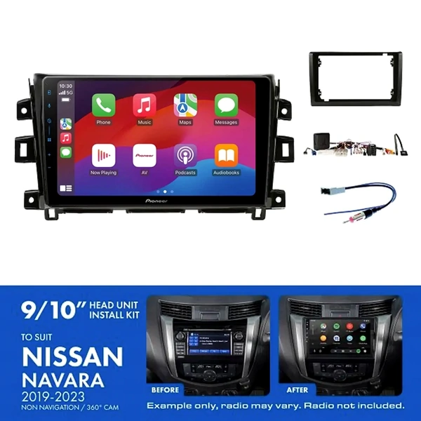 Pioneer DMH-AP6650BT 9" Trapezoid Head Unit Wireless CarPlay Android Auto + AKNI15 Install Kit Fits Nissan navara 2019-2023