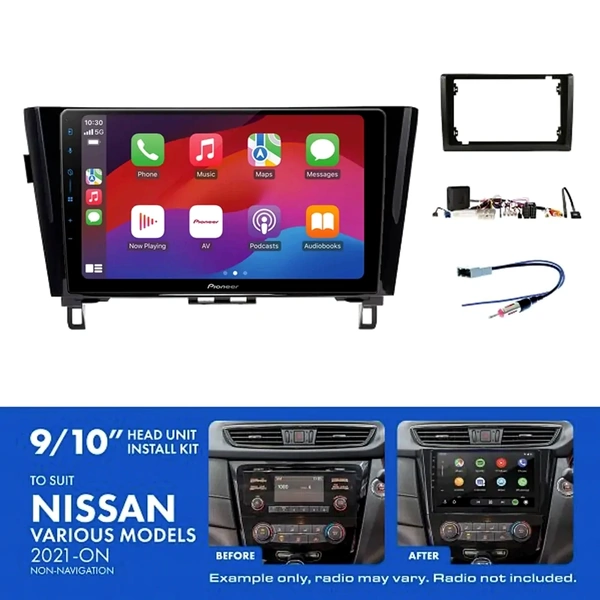 Pioneer DMH-AP6650BT 9" Trapezoid Head Unit Wireless CarPlay Android Auto + AKNI16 Install Kit Fits model Nissan 2021-