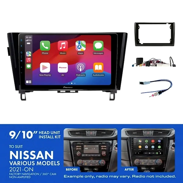 Pioneer DMH-AP6650BT 9" Trapezoid Head Unit Wireless CarPlay Android Auto + AKNI17 Install Kit Fits model Nissan 2021-