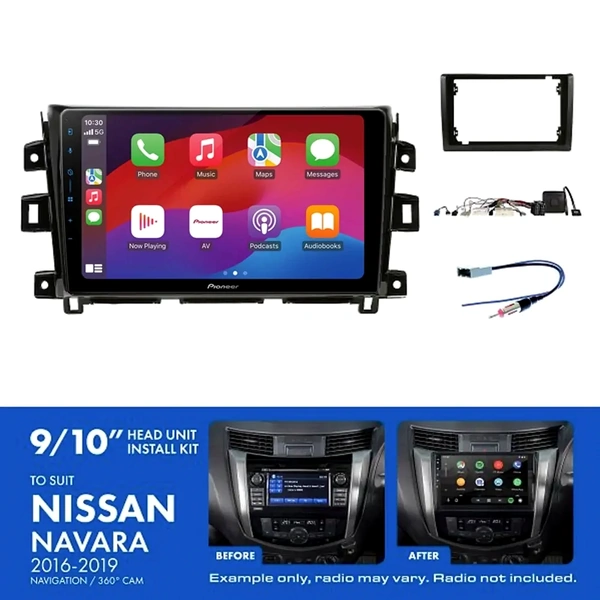 Pioneer DMH-AP6650BT 9" Trapezoid Head Unit Wireless CarPlay Android Auto + AKNI3 Install Kit Fits Nissan navara 2018-2019