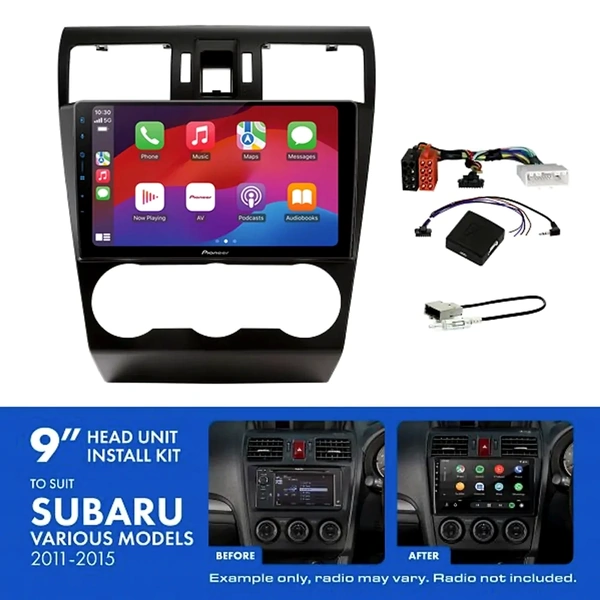Pioneer DMH-AP6650BT 9" Trapezoid Head Unit Wireless CarPlay Android Auto + AKSU1 Install Kit Fits Subaru various 2012-2015