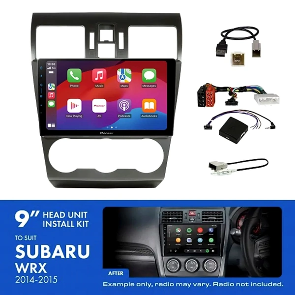 Pioneer DMH-AP6650BT 9" Trapezoid Head Unit Wireless CarPlay Android Auto + AKSU12 Install Kit Fits Subaru wrx 2014-2015