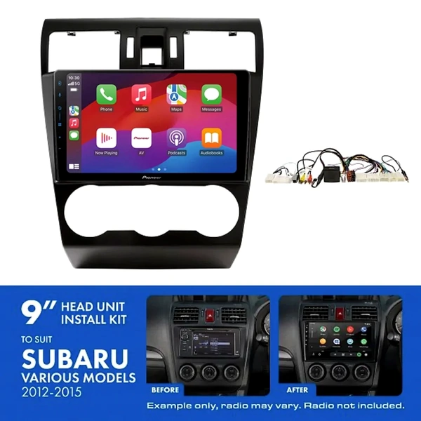 Pioneer DMH-AP6650BT 9" Trapezoid Head Unit Wireless CarPlay Android Auto + AKSU2 Install Kit Fits Subaru various 2012-2015
