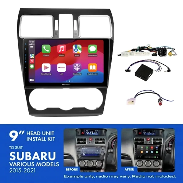 Pioneer DMH-AP6650BT 9" Trapezoid Head Unit Wireless CarPlay Android Auto + AKSU3 Install Kit Fits Subaru 2015-2021