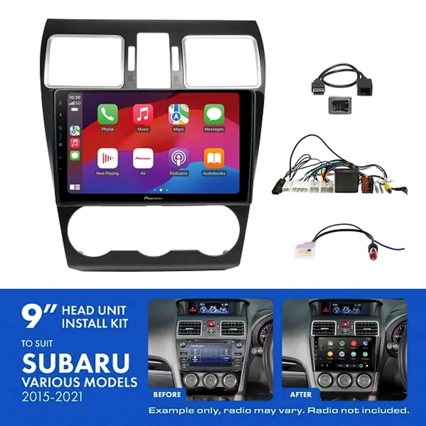 Pioneer DMH-AP6650BT 9" Trapezoid Head Unit Wireless CarPlay Android Auto + AKSU4 Install Kit Fits Subaru 2015-2021