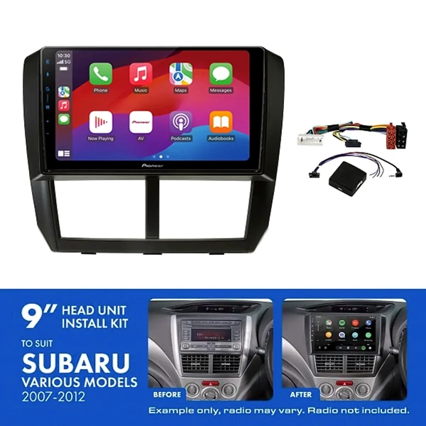 Pioneer DMH-AP6650BT 9" Trapezoid Head Unit Wireless CarPlay Android Auto + AKSU5 Install Kit Fits Subaru 2007-2011