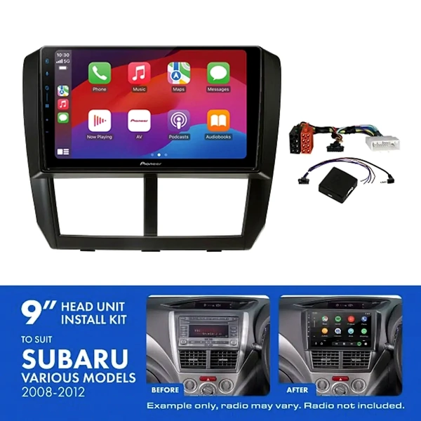Pioneer DMH-AP6650BT 9" Trapezoid Head Unit Wireless CarPlay Android Auto + AKSU6 Install Kit Fits Subaru 2011-2014