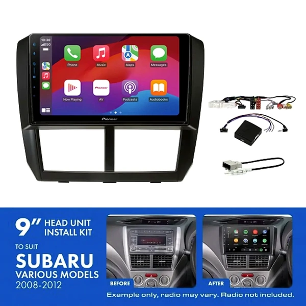 Pioneer DMH-AP6650BT 9" Trapezoid Head Unit Wireless CarPlay Android Auto + AKSU7 Install Kit Fits Subaru 2007-2014