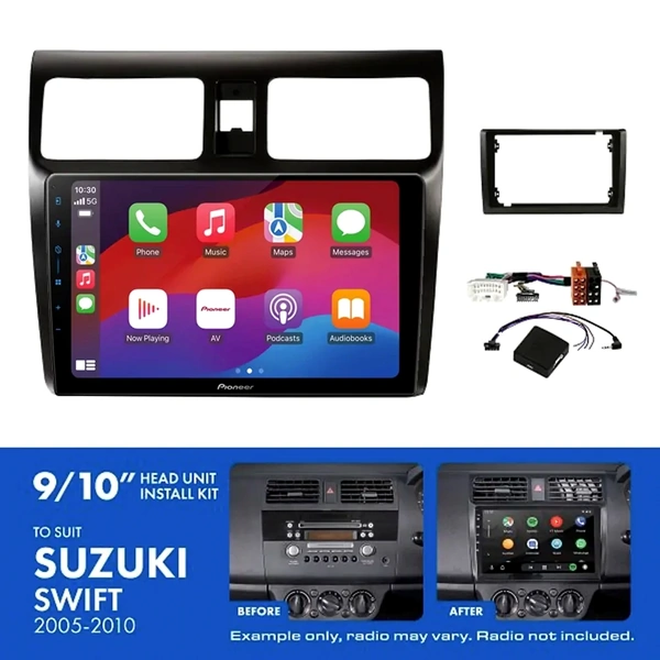 Pioneer DMH-AP6650BT 9" Trapezoid Head Unit Wireless CarPlay Android Auto + AKSZ1 Install Kit Fits Suzuki swift 2005-2010