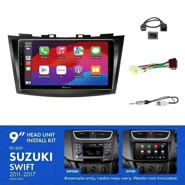 Pioneer DMH-AP6650BT 9" Trapezoid Head Unit Wireless CarPlay Android Auto + AKSZ2 Install Kit Fits Suzuki swift 2011-2017