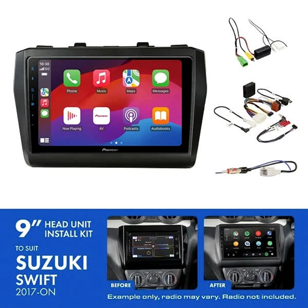 Pioneer DMH-AP6650BT 9" Trapezoid Head Unit Wireless CarPlay Android Auto + AKSZ6 Install Kit Fits Suzuki swift 2017-