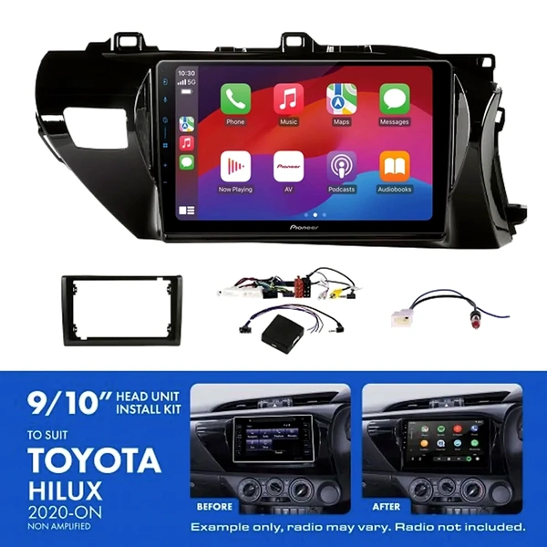 Pioneer DMH-AP6650BT 9" Trapezoid Head Unit Wireless CarPlay Android Auto + AKTO3 Install Kit Fits Toyota hilux 2020-