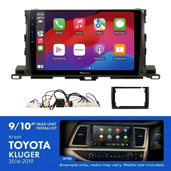 Pioneer DMH-AP6650BT 9" Trapezoid Head Unit Wireless CarPlay Android Auto + AKTO37 Install Kit Fits Toyota kluger 2014-2019