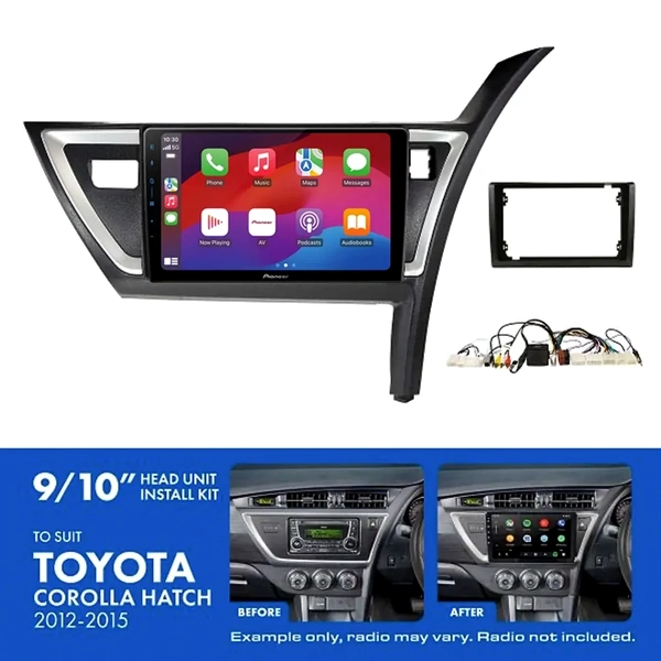 Pioneer DMH-AP6650BT 9" Trapezoid Head Unit Wireless CarPlay Android Auto + AKTO39 Install Kit Fits Toyota corolla hatch 2012-2015