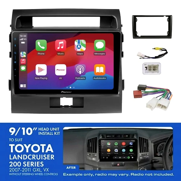 Pioneer DMH-AP6650BT 9" Trapezoid Head Unit Wireless CarPlay Android Auto + AKTO41 Install Kit Fits Toyota landcruiser 200 series