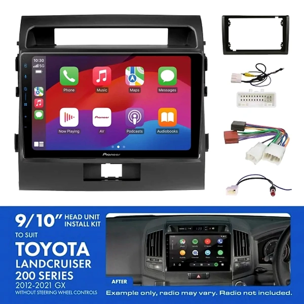 Pioneer DMH-AP6650BT 9" Trapezoid Head Unit Wireless CarPlay Android Auto + AKTO42 Install Kit Fits Toyota landcruiser 200 series