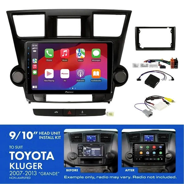 Pioneer DMH-AP6650BT 9" Trapezoid Head Unit Wireless CarPlay Android Auto + AKTO45 Install Kit Fits Toyota kluger grande 2007-2013