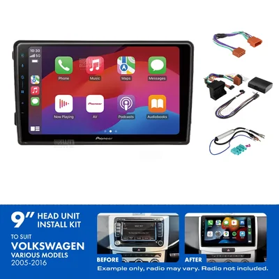 Pioneer DMH-AP6650BT 9" Trapezoid Head Unit Wireless CarPlay Android Auto + AKVW12 9 Inch install kit to suit vw various 2005-2016