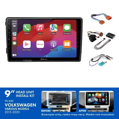Pioneer DMH-AP6650BT 9" Trapezoid Head Unit Wireless CarPlay Android Auto + AKVW14 9 Inch install kit to suit Volkswagen various 2015-2020
