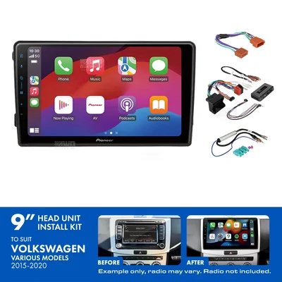 Pioneer DMH-AP6650BT 9" Trapezoid Head Unit Wireless CarPlay Android Auto + AKVW15 9 Inch install kit to suit Volkswagen various models