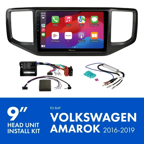 Pioneer DMH-AP6650BT 9" Trapezoid Head Unit Wireless CarPlay Android Auto + AKVW8 Install Kit Fits Volkswagen amarok 2016-2019
