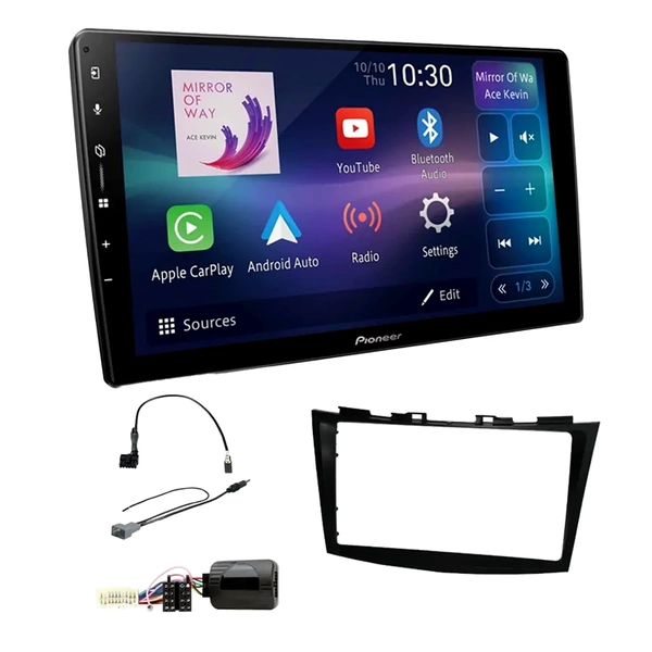 Pioneer DMH-AP6650BT 9" Trapezoid Head Unit Bundle for SUZUKI Swift 2011-2016 