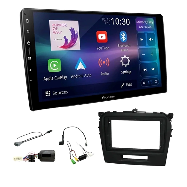 Pioneer DMH-AP6650BT 9" Trapezoid Head Unit Bundle for SUZUKI Vitara 2015-2024 