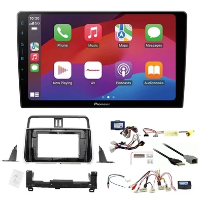 Pioneer DMH-AP6650BT 9" Trapezoid Head Unit Bundle for 2017-2020 Toyota LandCruiser Prado 150 Series
