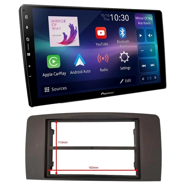 Pioneer DMH-AP6650BT 9" Trapezoid Head Unit Bundle for Universal Double ISO Fascia Kit
