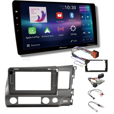 Pioneer DMH-AP8850BT + Aerpro AKTHO9 Bundle 10 Inch Trapezoid Head Unit with install kit to suit honda civic 2006-2011 with swc