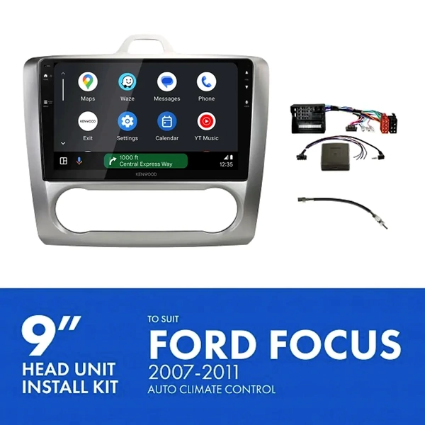 Kenwood DMX80AXS 9" Trapezoid Head Unit Wireless CarPlay Android Auto + AKFO8 Install Kit Fits Ford focus 2007-2011