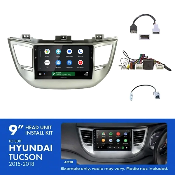 Kenwood DMX80AXS 9" Trapezoid Head Unit Wireless CarPlay Android Auto + AKHY11 Install Kit Fits Hyundai tucson 2015-2018