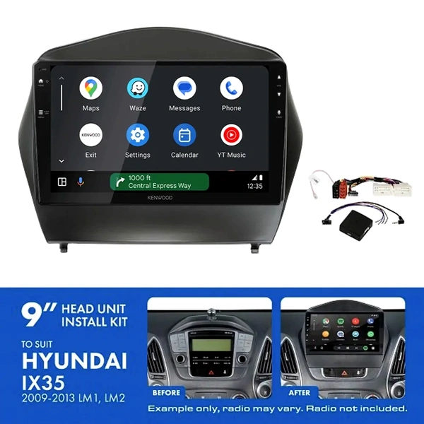 Kenwood DMX80AXS 9" Trapezoid Head Unit Wireless CarPlay Android Auto + AKHY17 Install Kit Fits Hyundai ix35 2009-2013